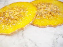Sparkly Yellow Resin Coasters Set