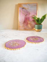 Iridescent Geode Coaster Set In Purple - Sparkly Iridescent Geode Coasters Set - Handmade Gifts For New Home - New Home Gifts - Handmade Gifts For Home UK - Pastel Purple Coaster Set
