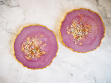 Iridescent Geode Coaster Set In Purple - Sparkly Iridescent Geode Coaster Set - Iridescent Resin Coaster Set - Iridescent Resin Coasters Set - Pastel Purple Home Decor