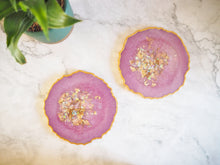 Iridescent Geode Coaster Set In Purple - Sparkly Iridescent Geode Coaster Set - Purple Geode Resin Coaster Set - Resin Geode Coasters Handmade - Home Decor UK Handmade