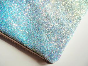 Pastel Blue Glitter Clutch Bag