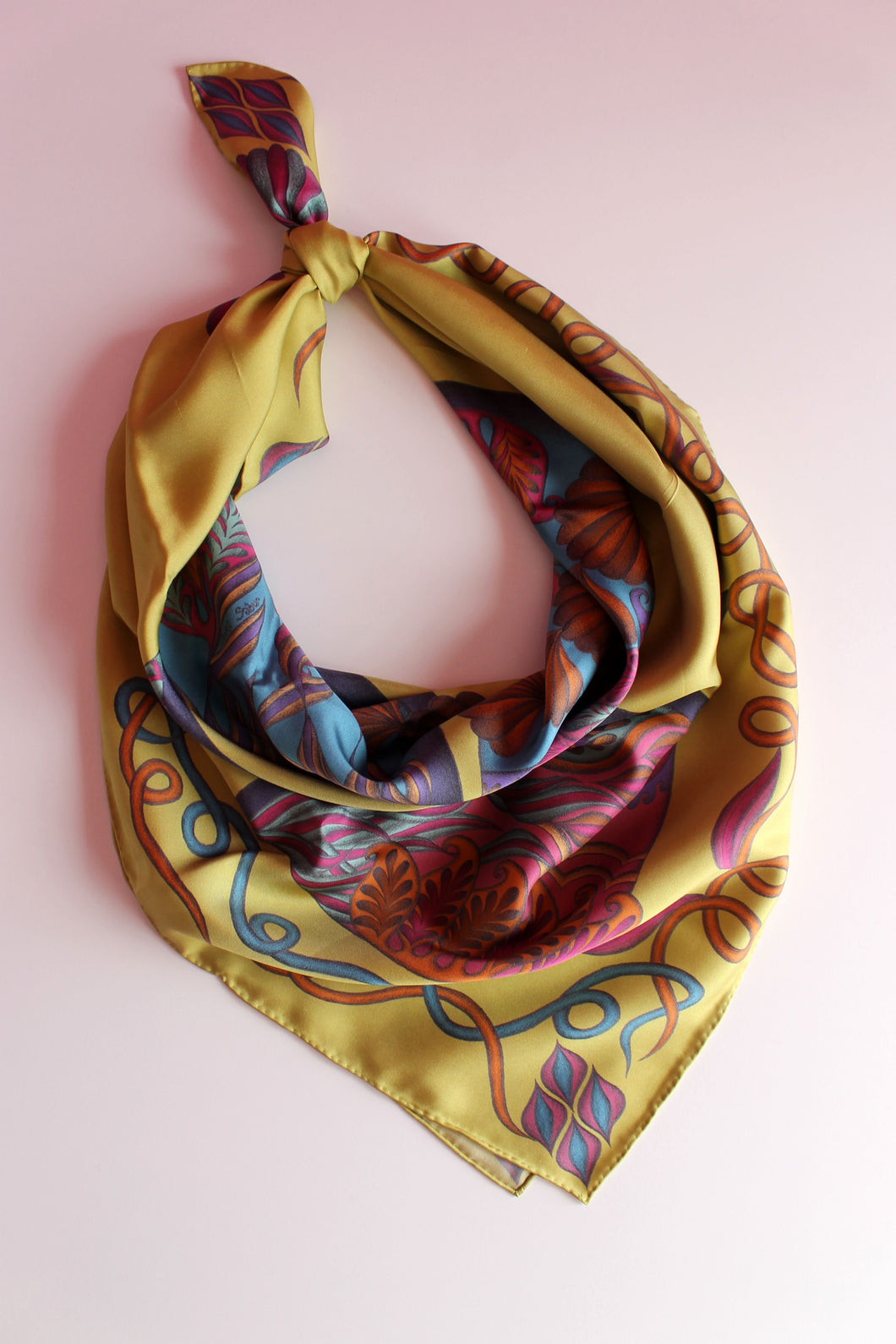 golden yellow luxury silk scarf