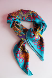 turquoise silk scarf with luxury silk twill