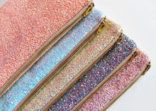 Pink Iridescent Glitter Makeup Bag - Handmade Bridesmaid Bag - Sparkly Bridesmaid Bag