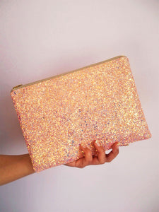 sparkly pink clutch bag