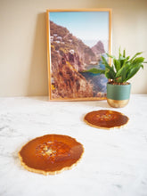 copper geode resin coasters