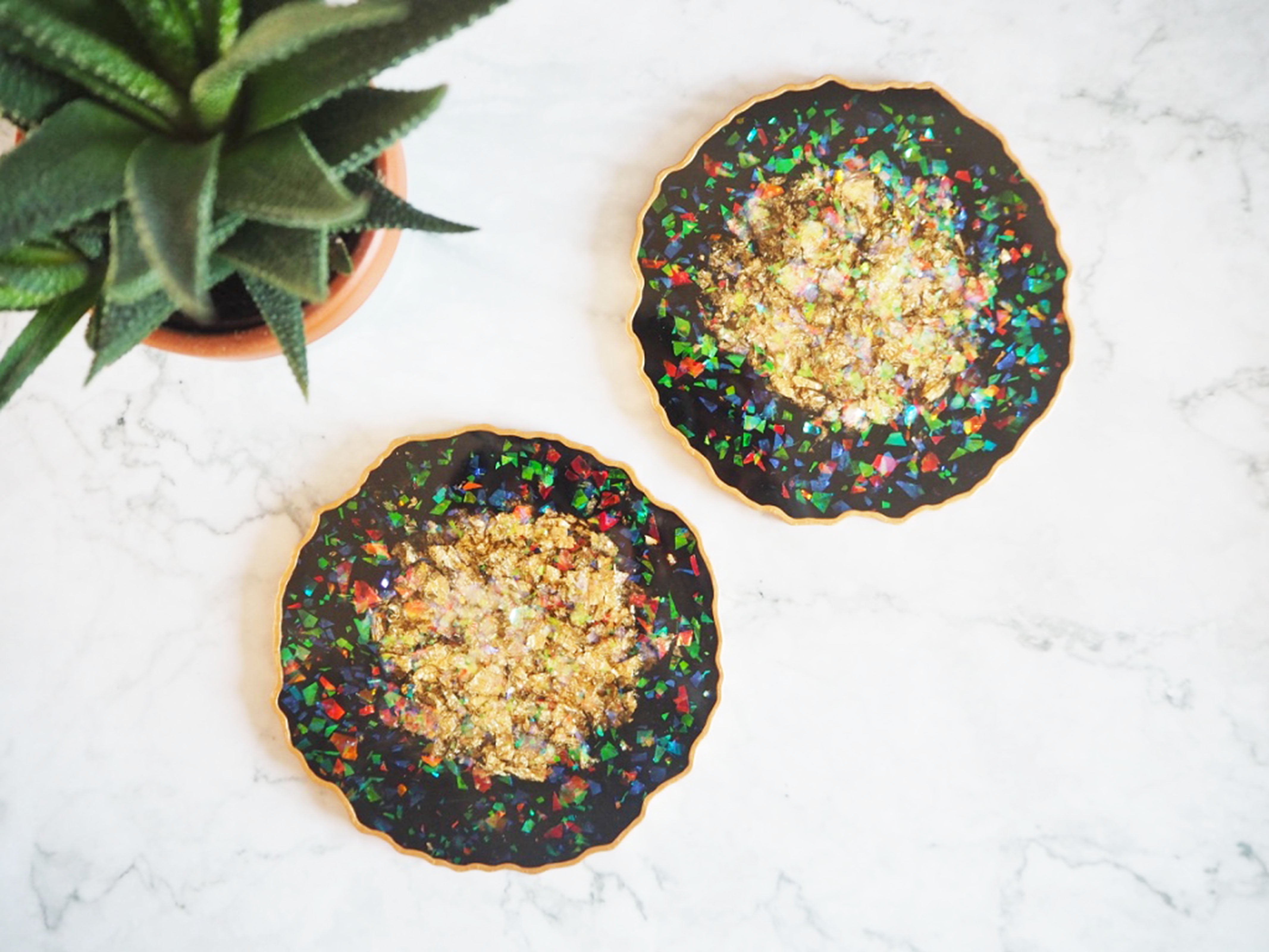 Black Walnut Resin Coasters with gold flake| Set of 4 Epoxy Coasters | Drink Coaster | Gift | store Available in Liquid Fire or Black