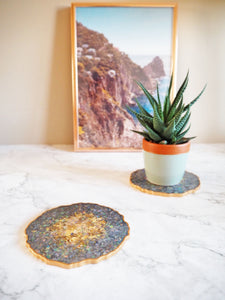 Gold Agate Resin Coaster Set Handmade