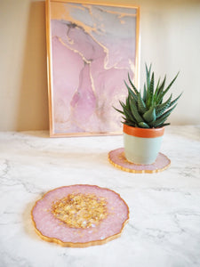 Blush Pink Resin Coasters Agate