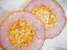 Pink And Gold Geode Resin Coasters