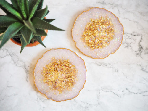 Iridescent Geode Resin Coasters