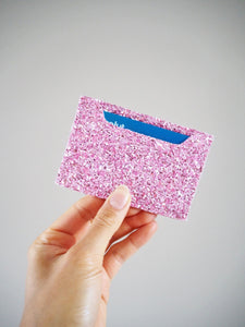 Sparkly Pastel Pink Card Case Wallet