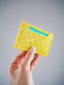 Sparkly Yellow Oyster Card Holder
