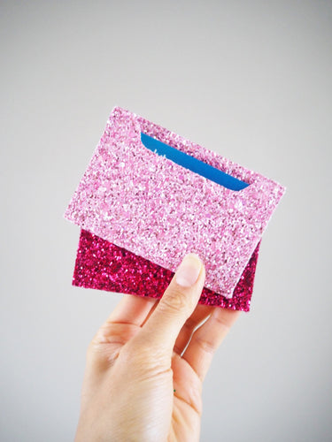 Pastel Pink Glitter Card Case