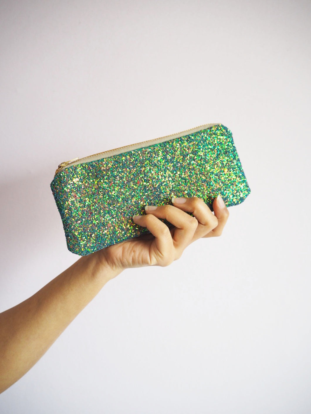 Green Glitter Sunglasses Bag | Case in Mermaid Green | Suki Sabur
