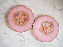 Blush Pink & Rose Gold Geode Resin Coasters - Unique Rose Gold Coasters - Resin Art Rose Gold Coaster Set