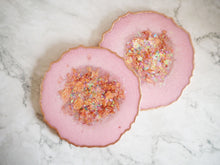Handmade Home Decor - Blush Pink & Rose Gold Geode Resin Coasters - Handmade Pink Resin Coaster Set - Iridescent Coaster Set For Home - Handmade Gifts For Home