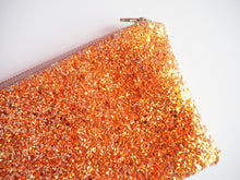 Burnt Orange Glitter Makeup Bag - Sparkly Orange Bag - Orange Glitter Clutch Bag - Sparkly Cosmetic Bag - Burnt Orange Glitter Pouch