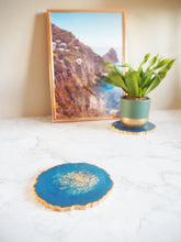 Cobalt Geode Resin Placemats - Cobalt Geode Resin Coaster Set - Cobalt Resin Art Pieces - Cobalt Coasters For Home - Living Room Decor