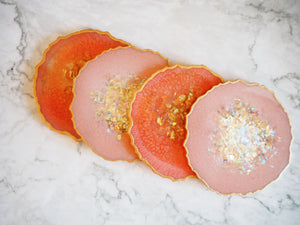 peach geode coasters for home