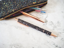 Black Glitter Ballpoint Pen With Rose Gold