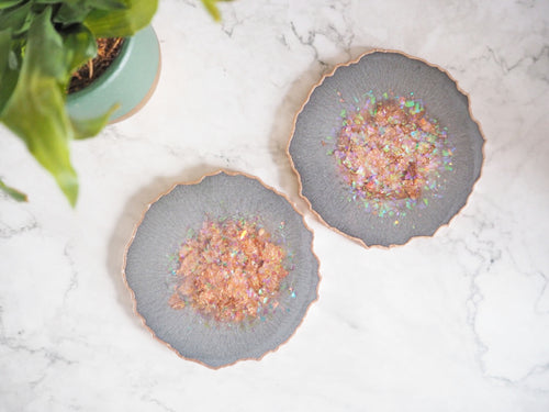 rose gold & grey geode resin coasters