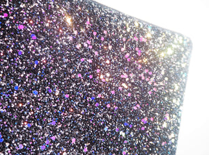 black iridescent glitter evening bag