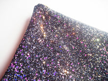 black iridescent glitter cosmetic bag