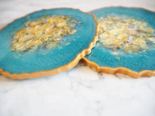 Teal Geode Coasters For Home