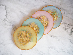 Pastel Yellow Agate Resin Coasters