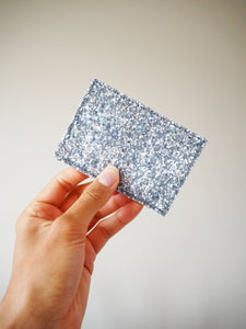 Silver Glitter Card Holder Handmade 