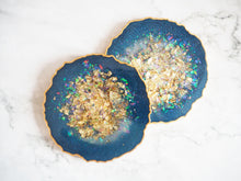 Navy And Gold Handmade Agate Coasters