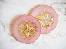 Light Pink Iridescent Geode Resin Coaster Set