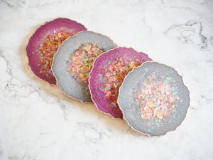 Rose Gold Agate Resin Coasters Set Of 4