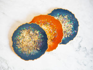 Orange Resin Agate Coasters