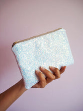 White Iridescent Glitter Makeup Bag