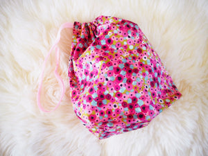Pink Watercolour Flower Print Laundry Bag