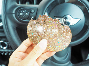 Rose Gold Holographic Glitter Car Coasters - 6.5cm