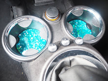 Turquoise Rainbow Glitter Cup Holder Inserts - 7.3cm