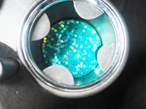 Turquoise Rainbow Glitter Cup Holder Inserts - 7.3cm