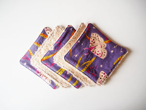 Purple Moth Print Reusable Makeup Wipes