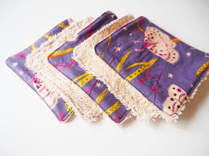 Purple Moth Print Reusable Makeup Wipes