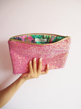 pink glitter evening bag