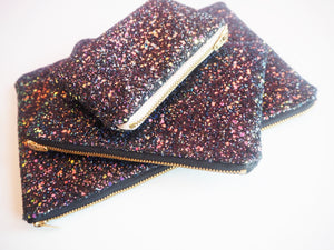 black iridescent glitter bag