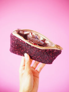 plum glitter money purse