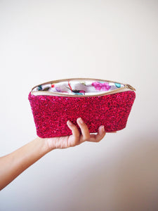 Pink Glitter Cosmetic Bag Handmade