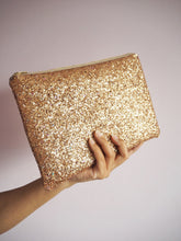 Gold Rainbow Glitter Clutch Bag