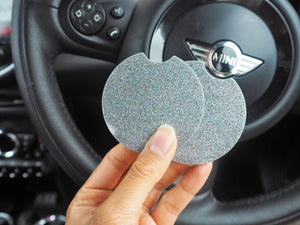 silver holographic car coasters