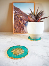 Handmade Agate Coasters Set In Jade Green