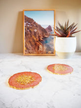 Iridescent Peach Resin Coaster Set